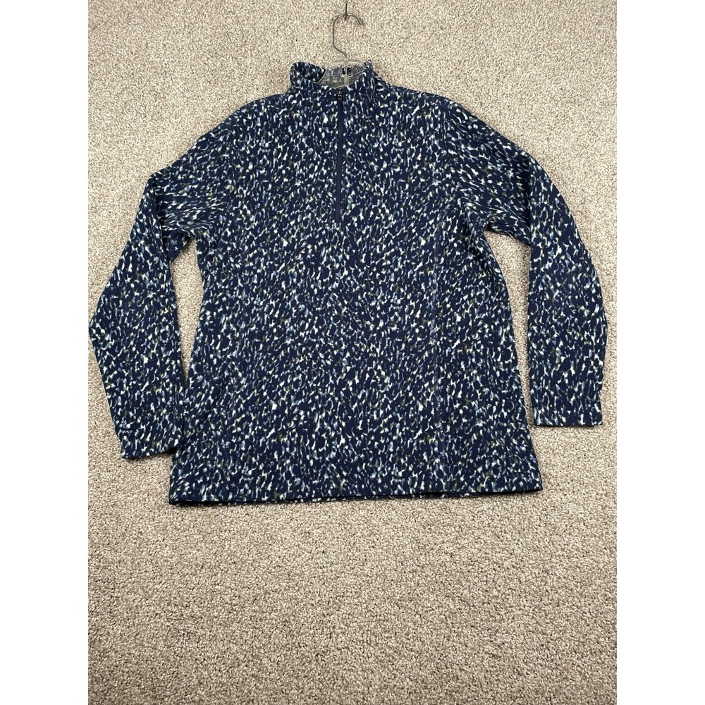 Lands End Pullover Fleece Sweatshirt Womens Size M 10-12 Blue 1/4 Zip Polartec